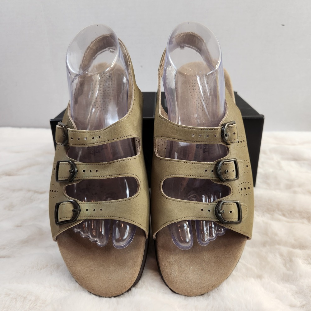 SAS Tripad Comfort Womens Sandals Olive Green Suede Triple Strap Buckle Size 9 M
